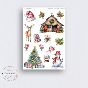 Christmas Journal Planner Stickers, CHRISTMAS FARMHOUSE, Winter Country Farm Christmas Deco Stickers for Bullet Journals Planners
