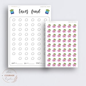 TAXES Fund Savings Planner Stickers, Budget Friendly Beginner Savings Challenges Tracker with Stickers for Bullet Journals and Planners