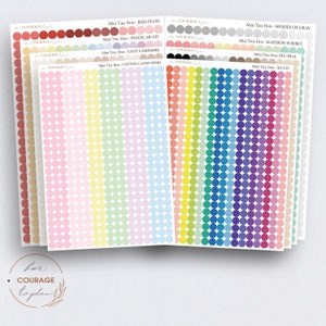 Mini Dot Planner Stickers, MINI Teeny Tiny Colorful, Neutral Dot Planner Stickers, TRANSPARENT or MATTE Minimalist Stickers, 408 Stickers