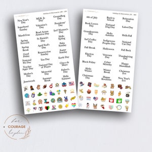 Mini Yearly Holidays Observances Stickers, Yearly Holidays, School Teachers Students Holidays, Calendar Reminders Scripts and Tiny Icons