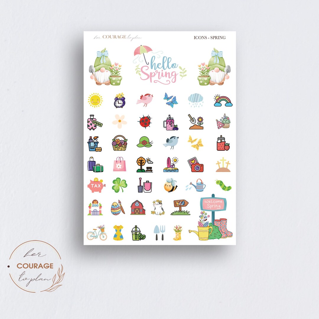 Spring Bucket Lables Spring Bucket List Planner Stickers, HELLO SPRING Bucket List Mini ...