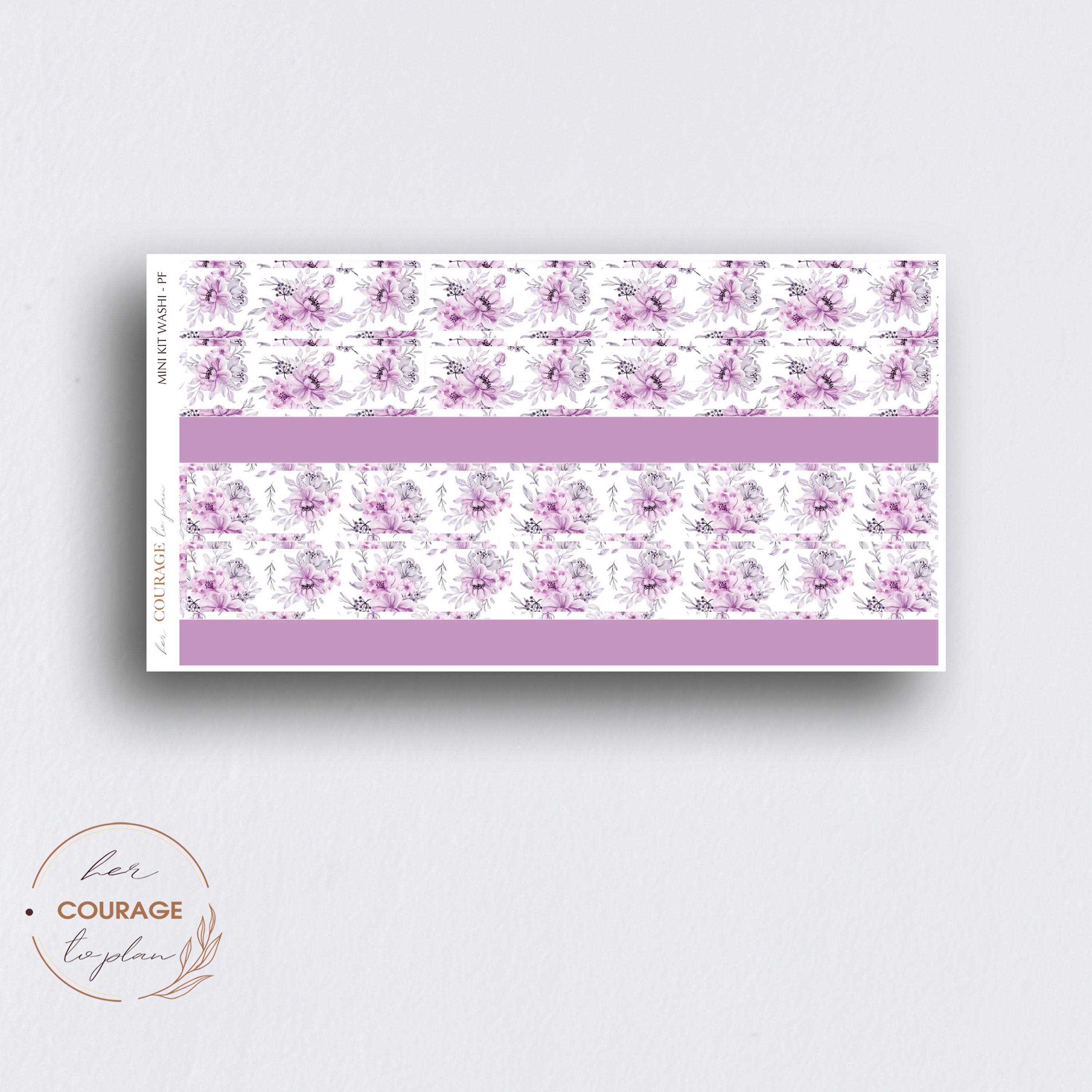 WEEKLY Journaling Deco Stickers, MINI Purple Flowers Planner Kit ...