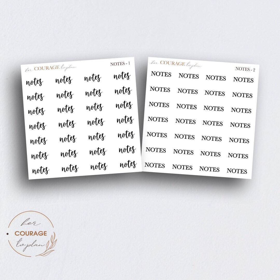 NOTES Script Planner Stickers, MINI Notes Stickers, Transparent Clear ...