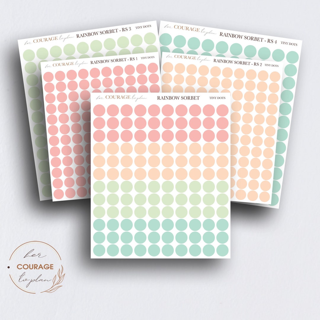 Teeny Tiny Dot Planner Stickers, RAINBOW SORBET Mini Colorful Circles ...