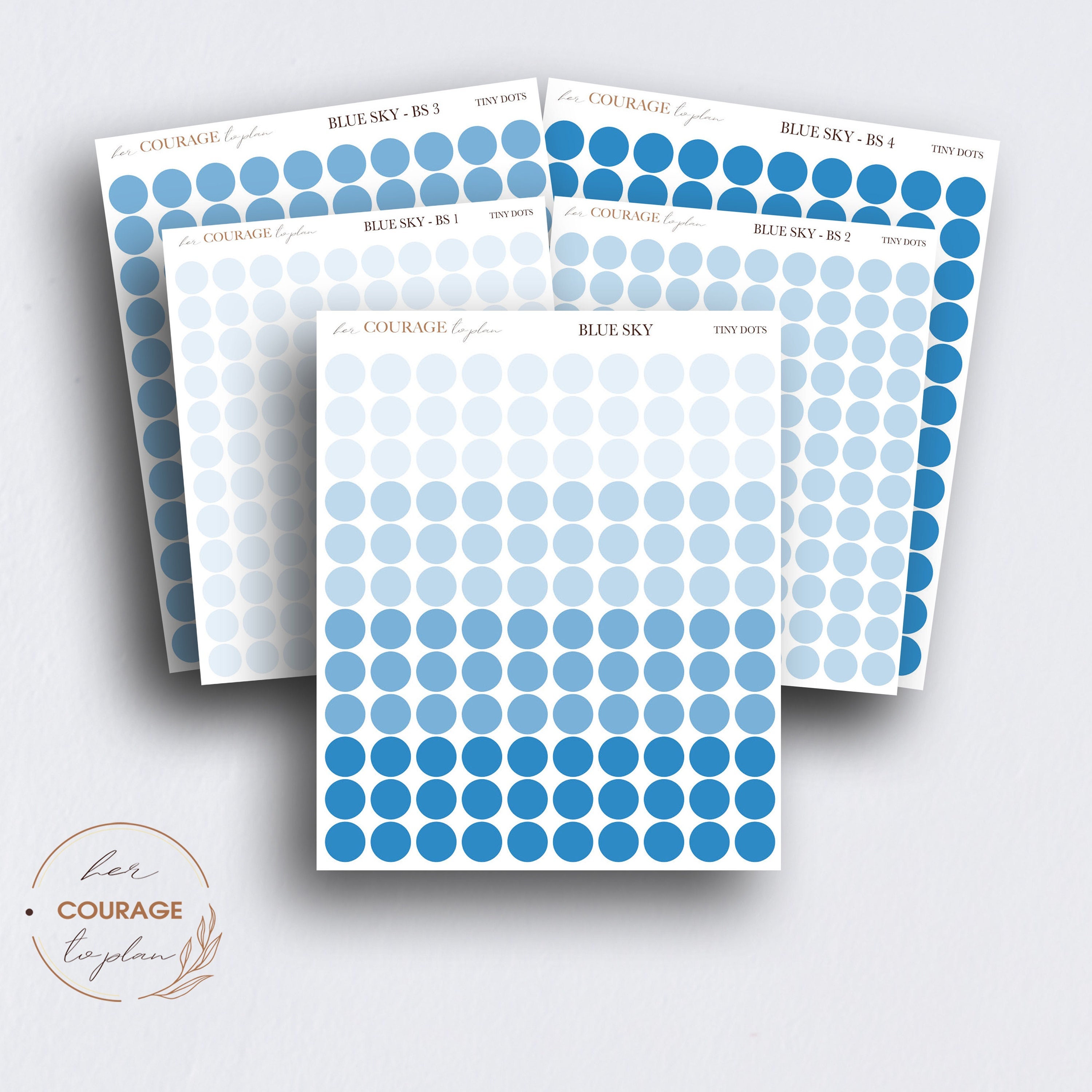 Teeny Tiny Dot Planner Stickers, BLUE SKY Mini Colorful Circles ...