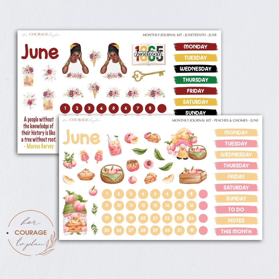 June Sticker Design JUNE Journal Planner Stickers, SUMMER Themed Monthly Planner Stickers ...