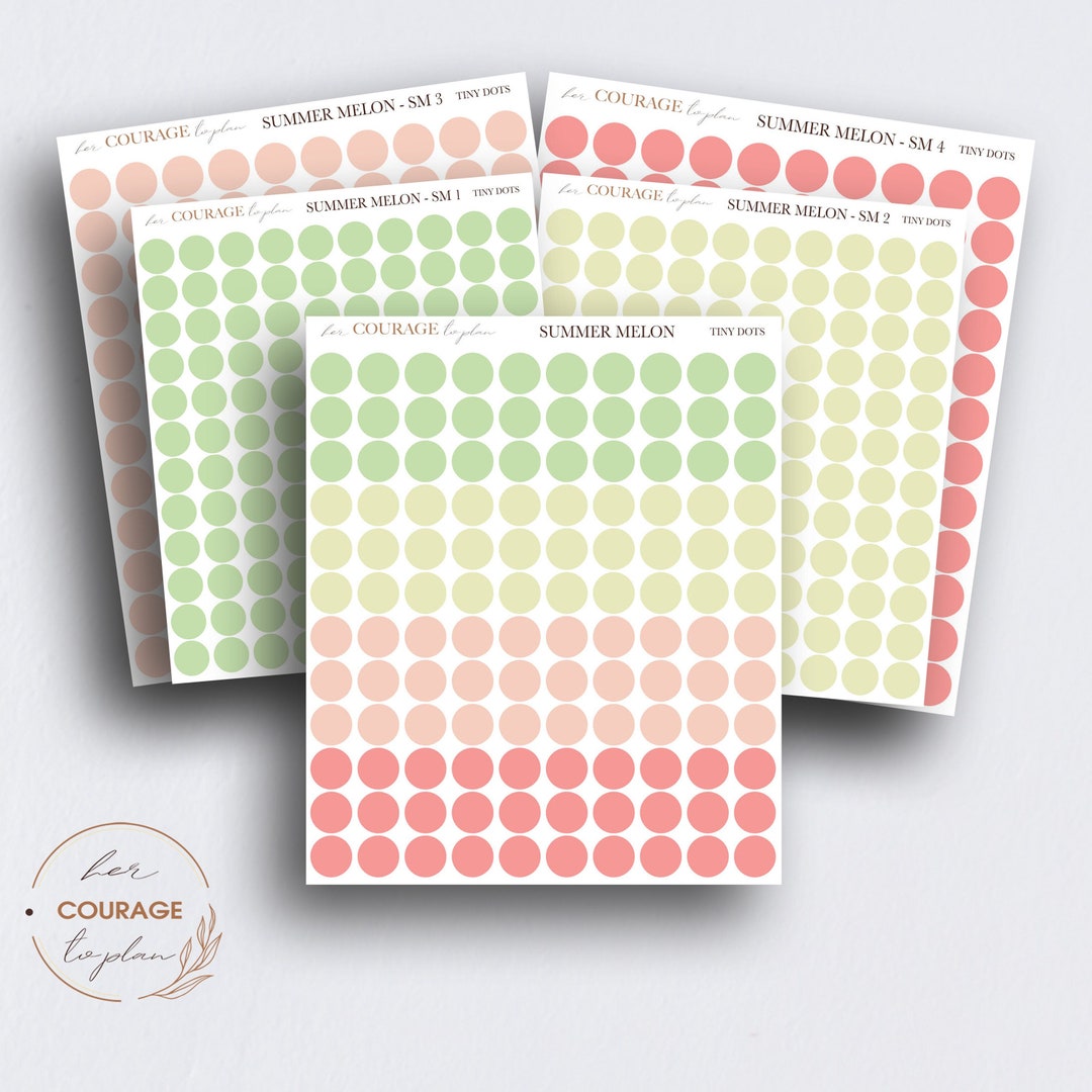 Teeny Tiny Dot Planner Stickers, SUMMER MELON Mini Colorful Circles ...