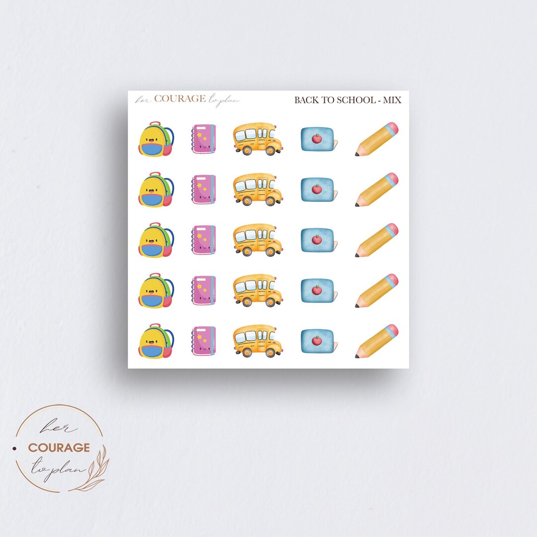 BACK TO SCHOOL Planner Stickers, Mix of Back to School Mini Icon ...