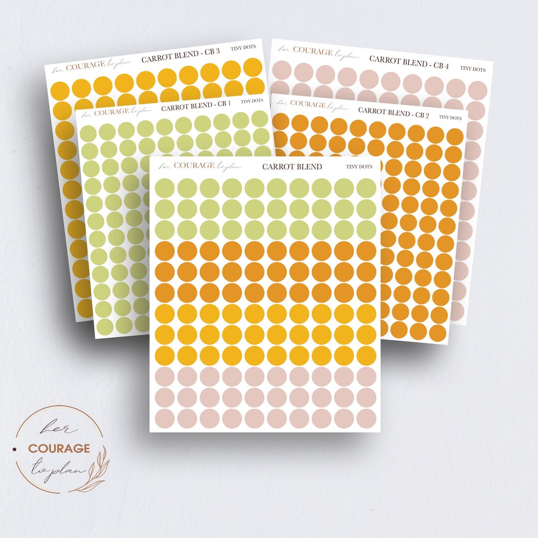 Teeny Tiny Dot Planner Stickers, CARROT BLEND Mini Colorful Circles ...