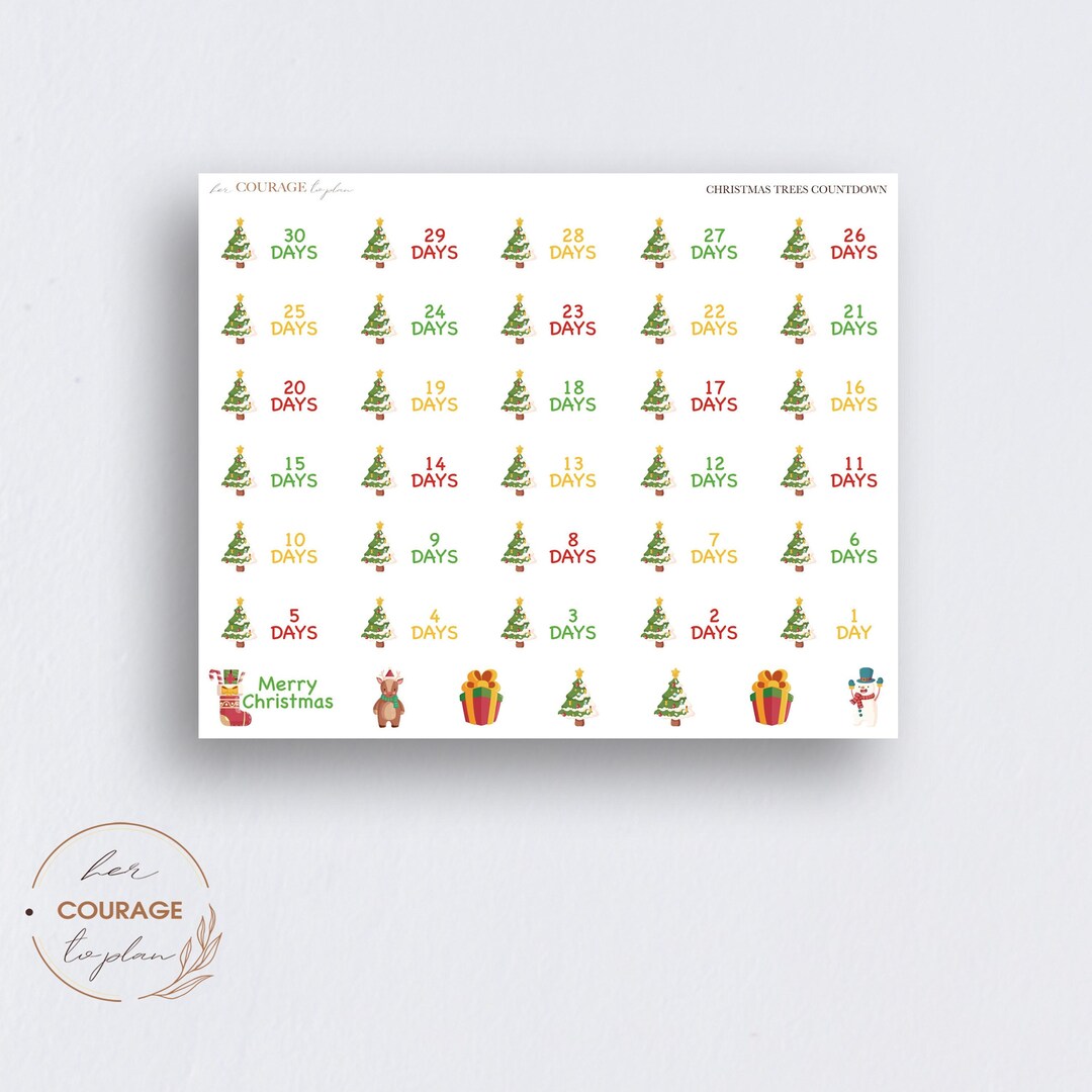 Tree Countdown Poster Christmas TREES Countdown Icons, Pine Tree Decorating Countdown ...