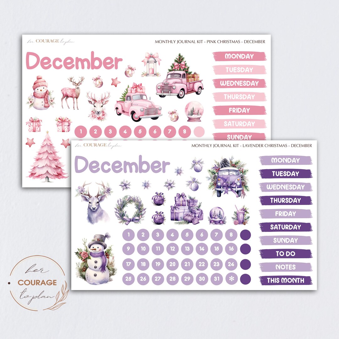 DECEMBER Journal Planner Stickers, WINTER Theme Monthly Planner ...