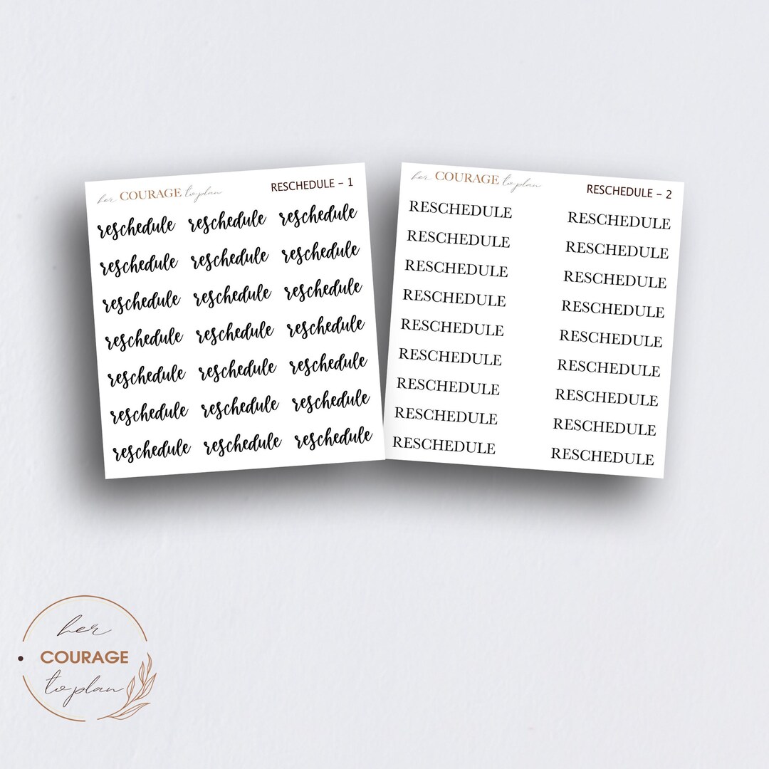 Rescheduling Script RESCHEDULE Script Planner Stickers, MINI Reschedule Script Stickers ...