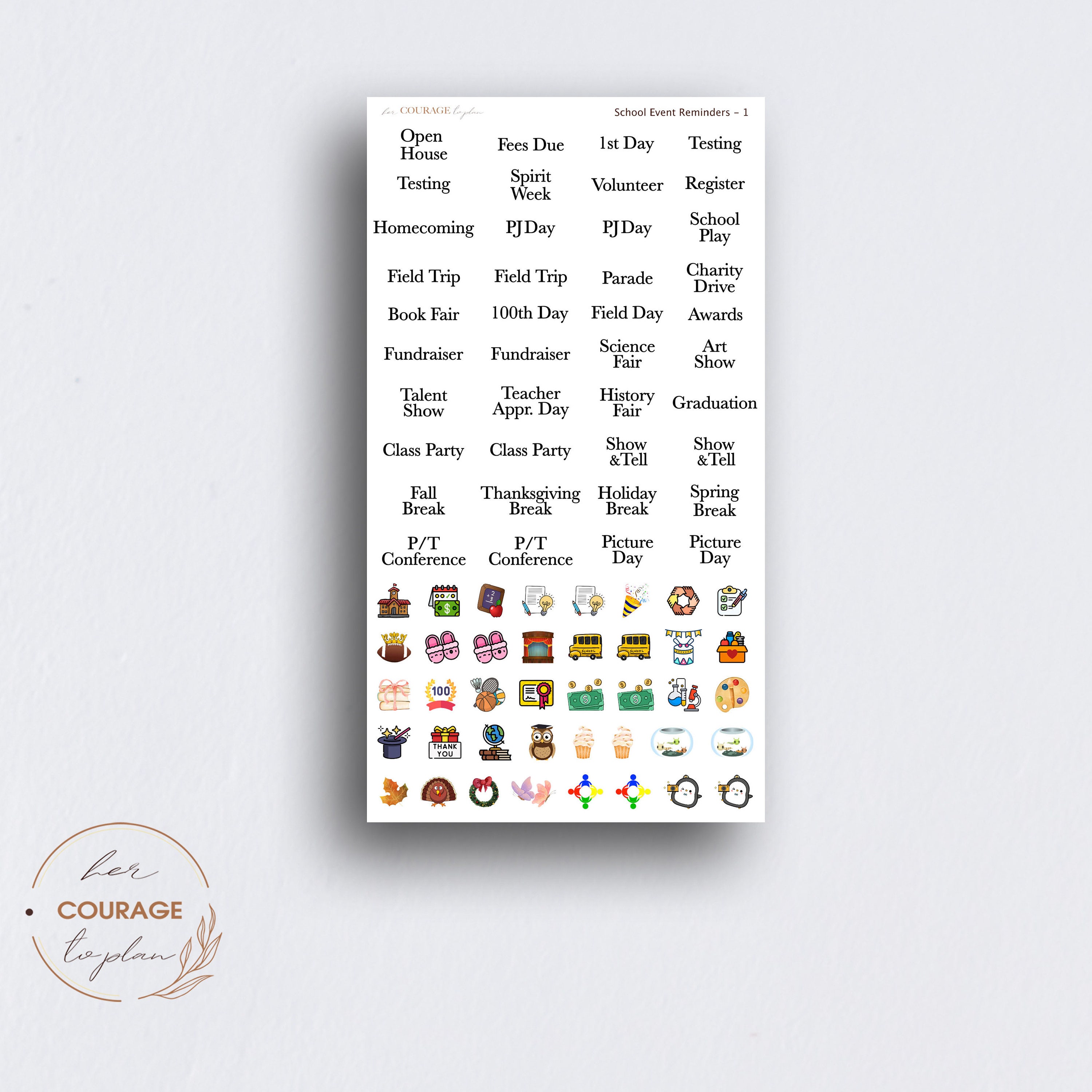 Year Book Sticker School Year Planner Stickers, Mini Back to School Teacher and Students ...