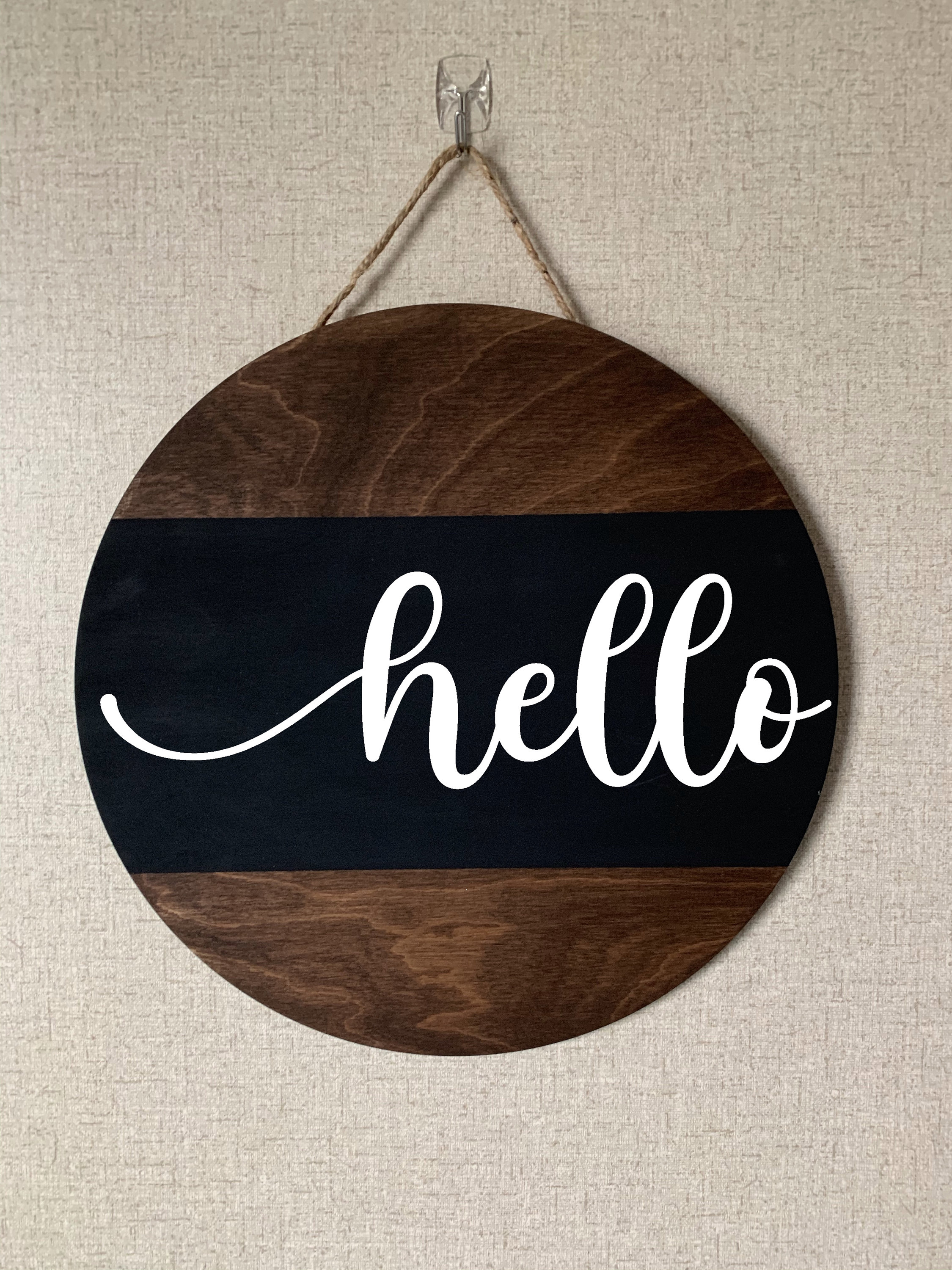 Hello Front Door Sign Round Hello Sign Round Door Sign | Etsy