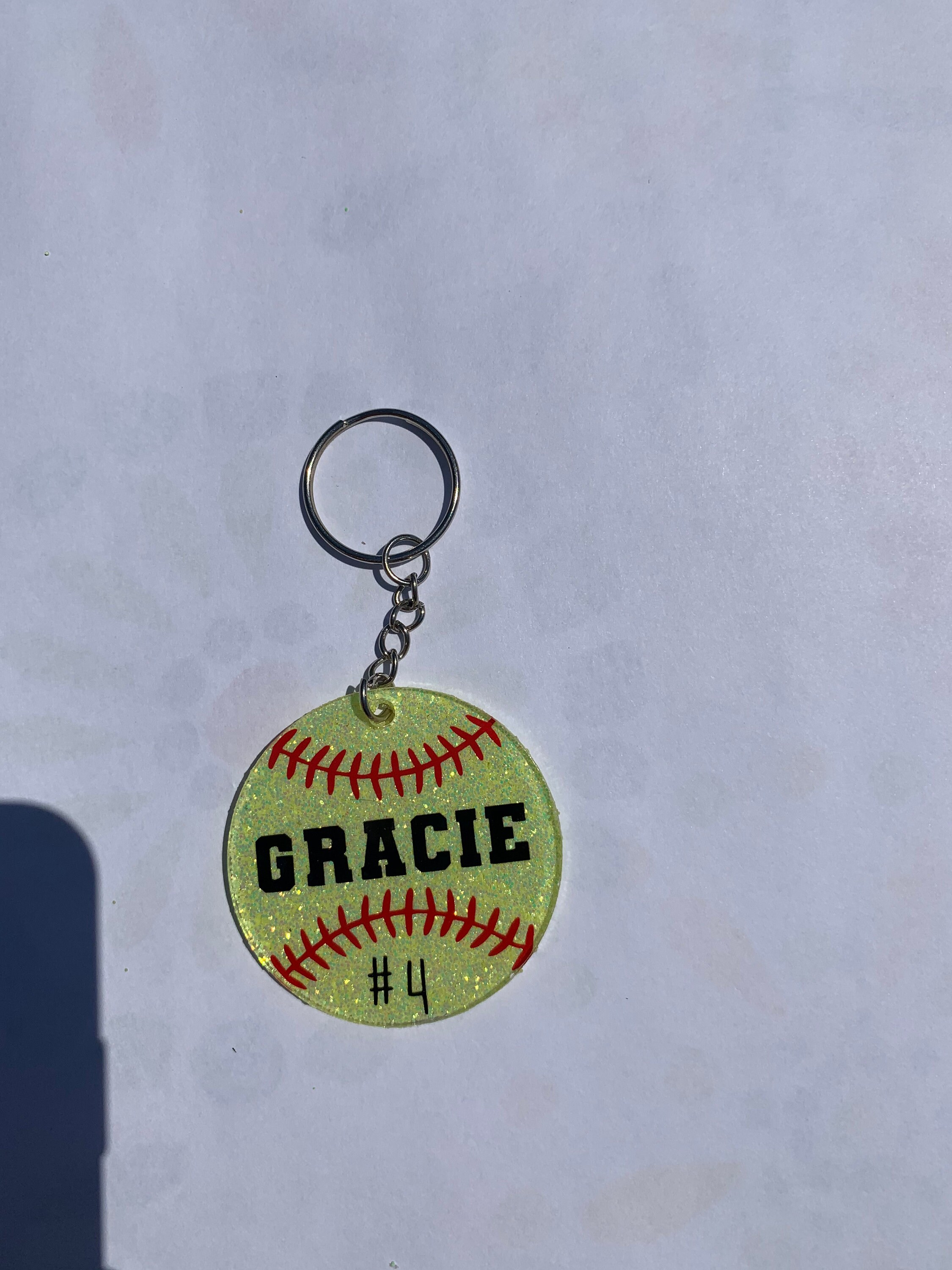 Custom Acrylic Keychain Softball Keychain Personalized Etsy