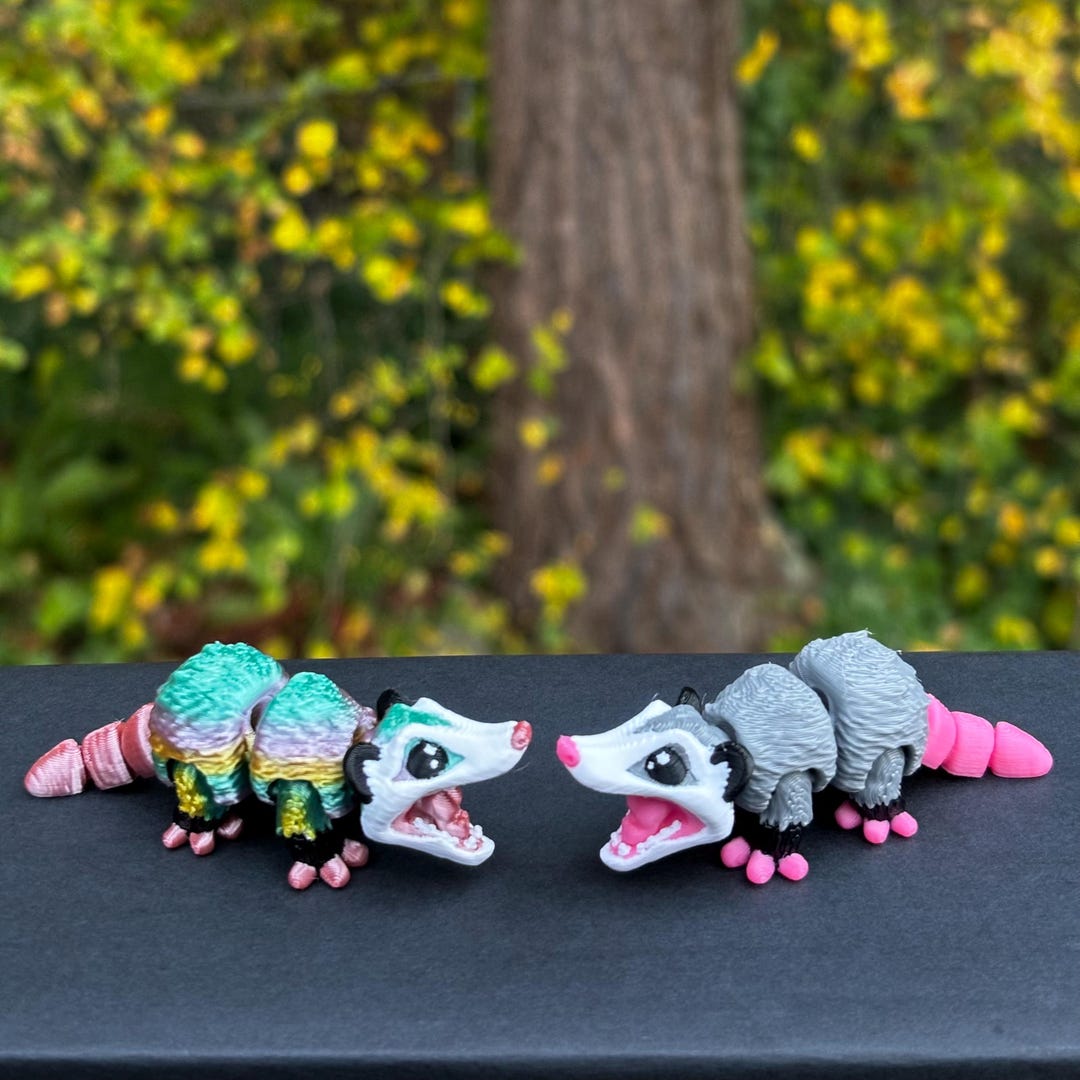 Opossum Articulated 3D Printed Fidget Figurine, Sensory Desk