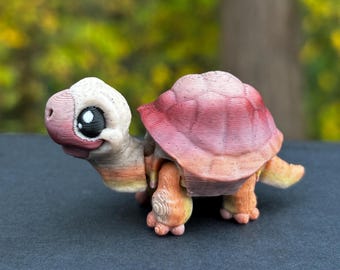 3D-geprinte Tiny Tortoise Fidget | Kousvuller | Flexibele dierenfidget | Flexi-speelgoed Turtle Creature | Articulerende 3D-geprinte fidget