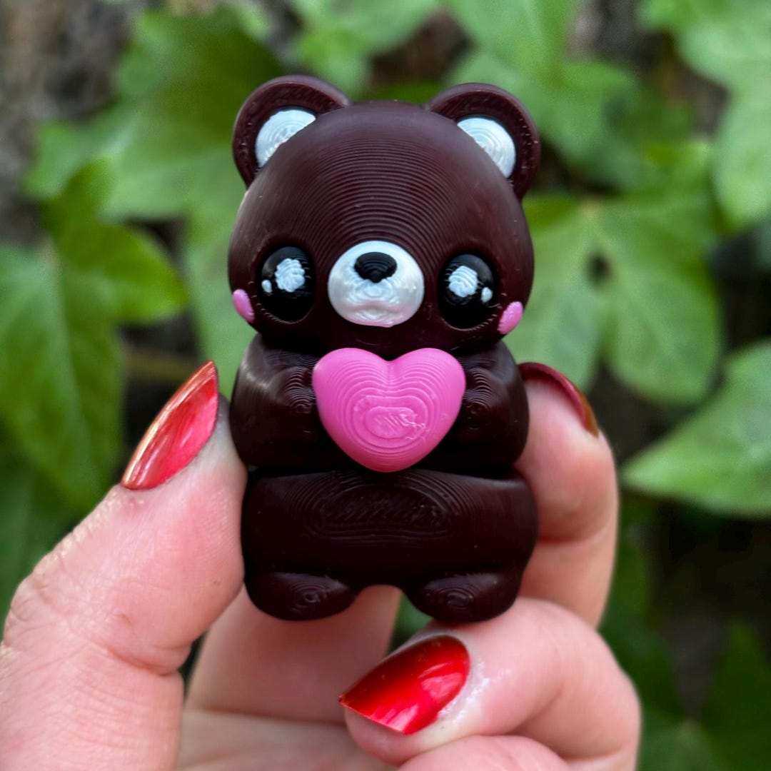 3D Printed Tiny Love Bear Fidget | Heart Valentine | Flexible Animal ...