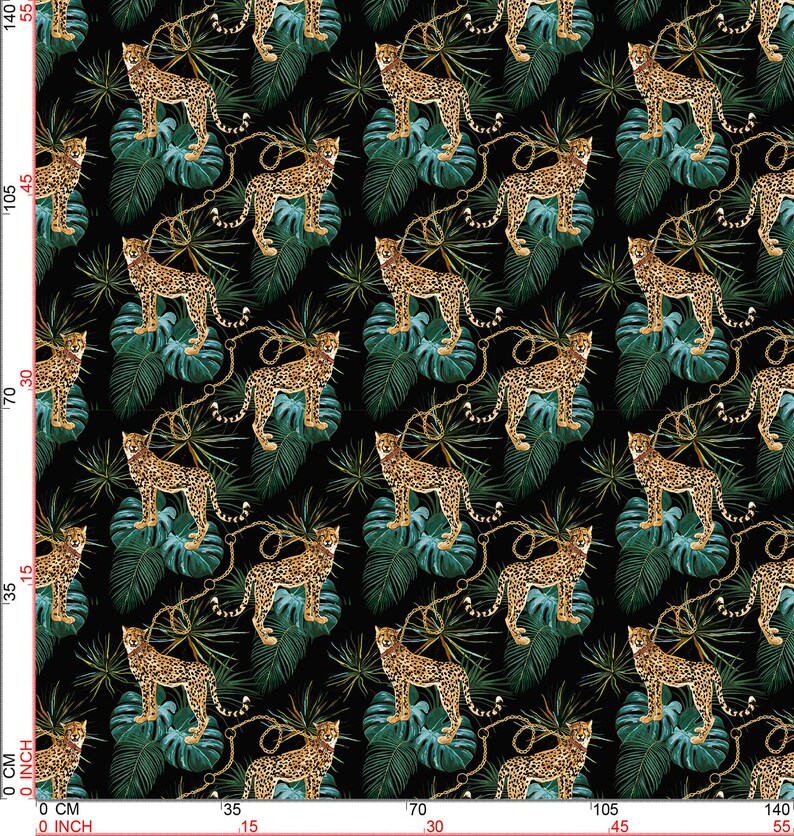 Digital Print Velvet Fabric of Forest and Leopard Pattern for Cu
