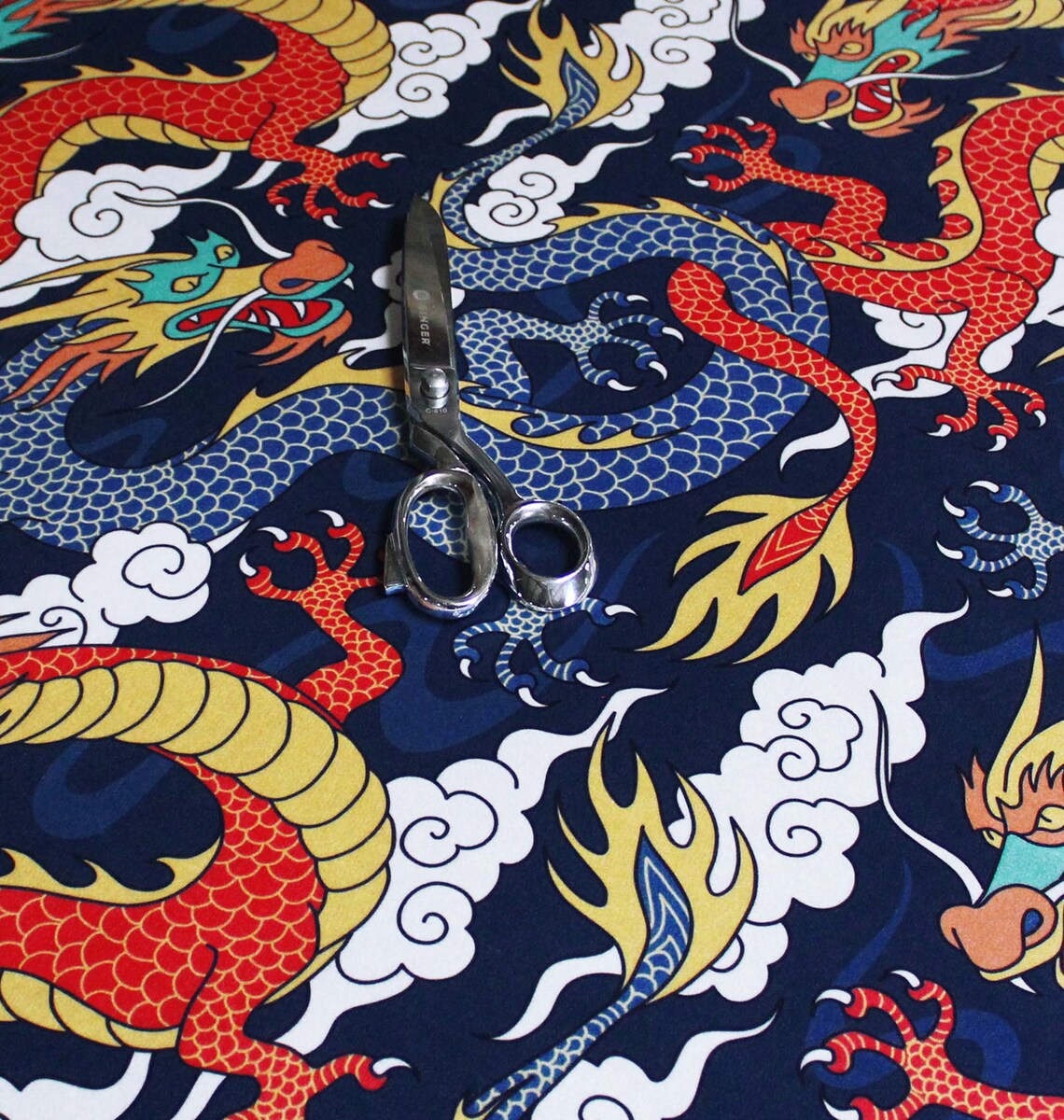 Velvet China Dragon Printed Home Decor Fabric Traditional Etsy