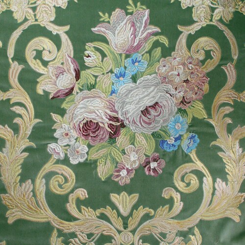 Embroidery Velvet Upholstery Fabric Aubusson Rose Bouquet Etsy