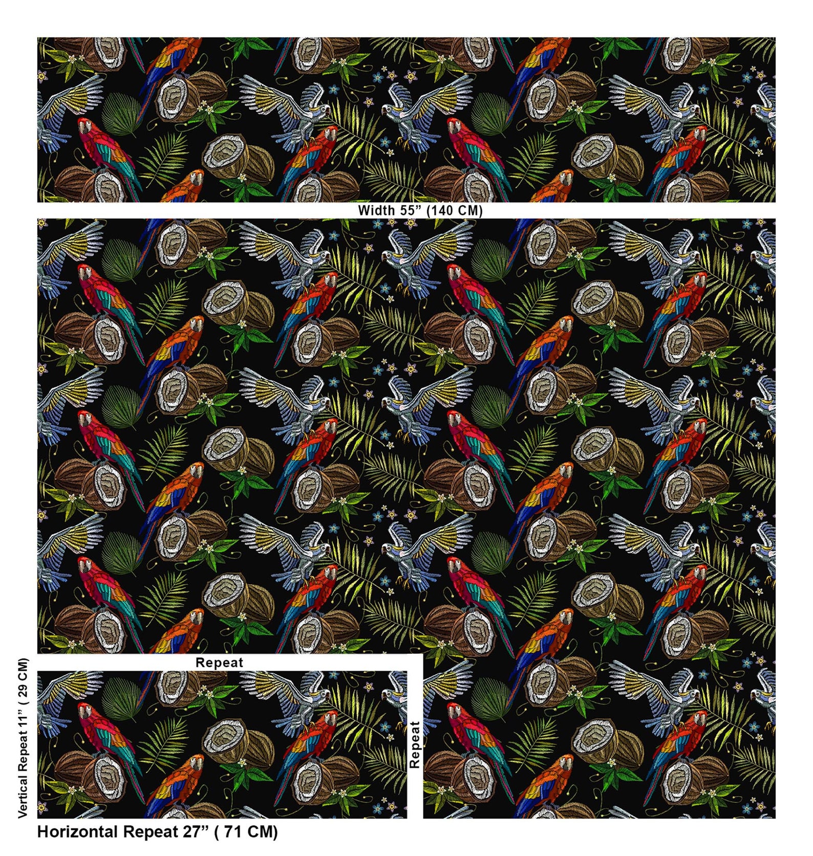 Digitaldruck Samt stoff aus Blatt und Papagei Muster für | Etsy