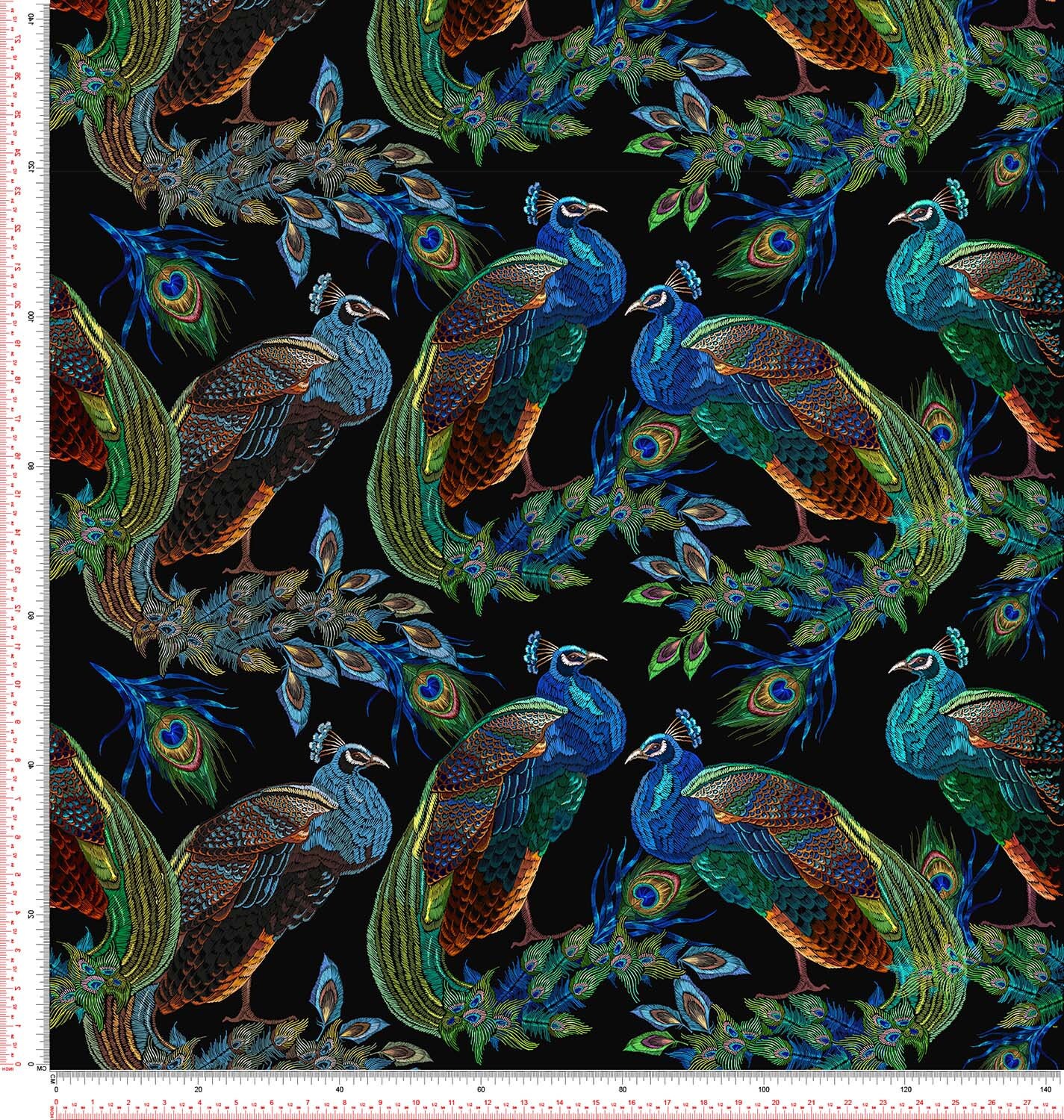 Digital Print Italian Velvet Fabric of Ethnic Style Peacock Etsy