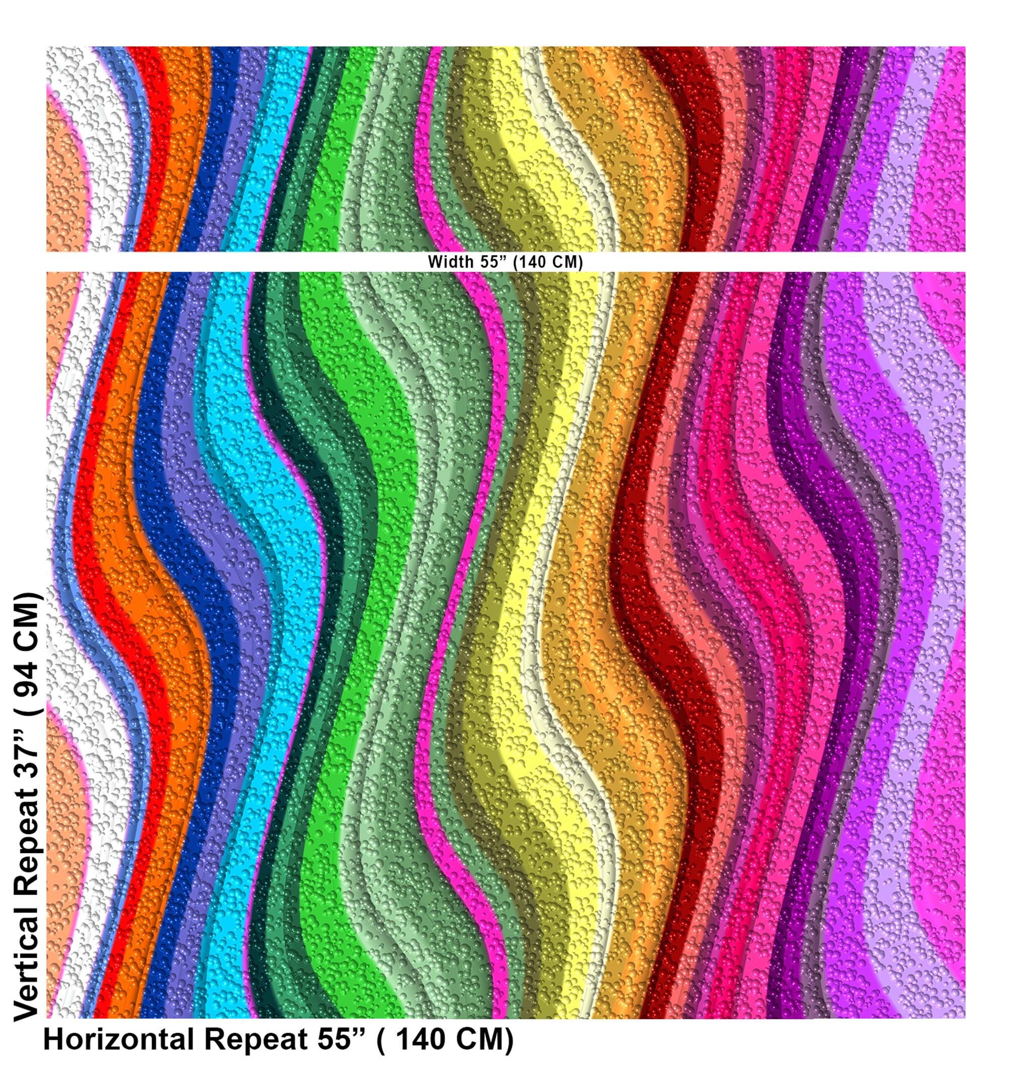 Digital Print Velvet Fabric of Rainbow Wave Art Pattern for Etsy