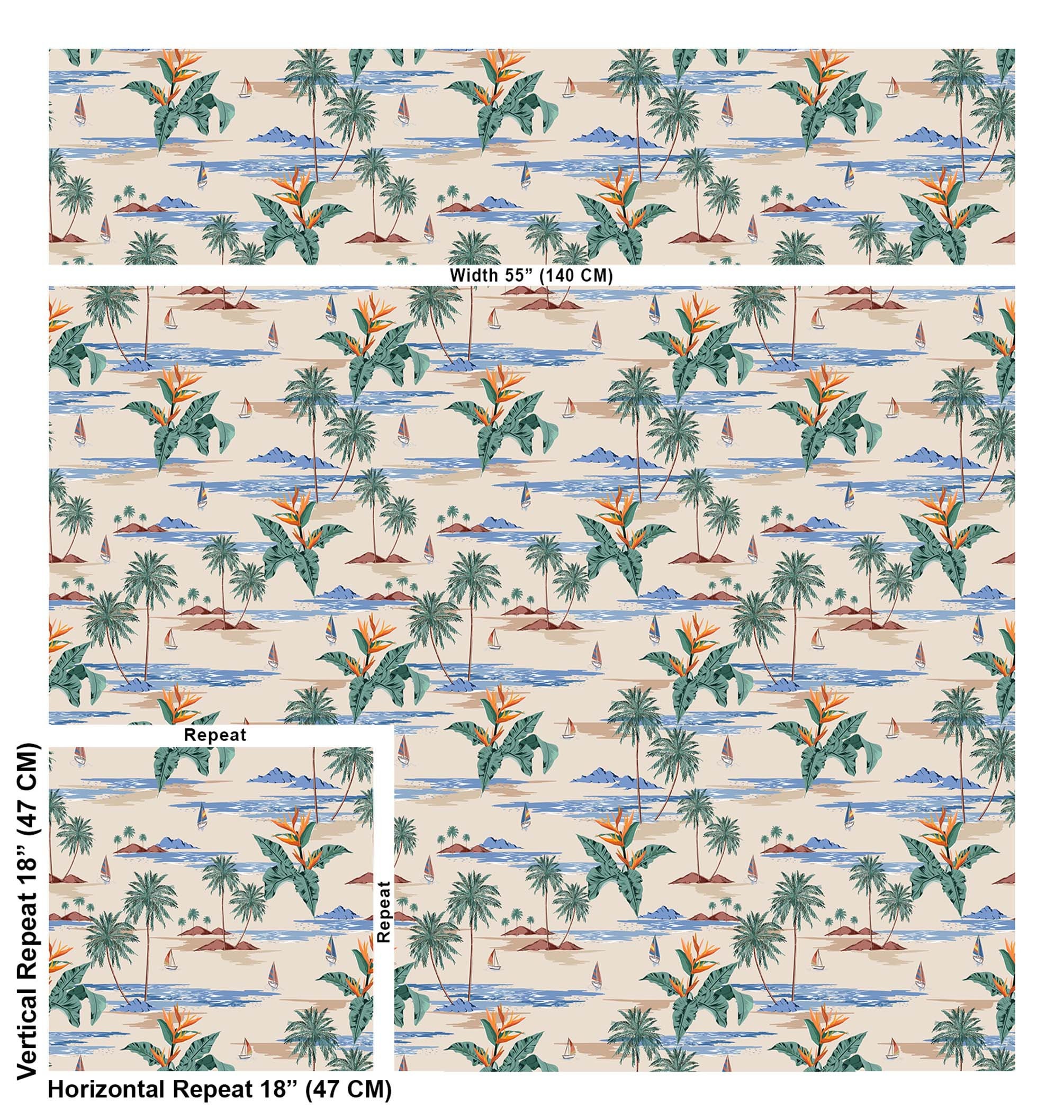Velvet Tropical Island Printed Home Decor Fabric Palm And Etsy