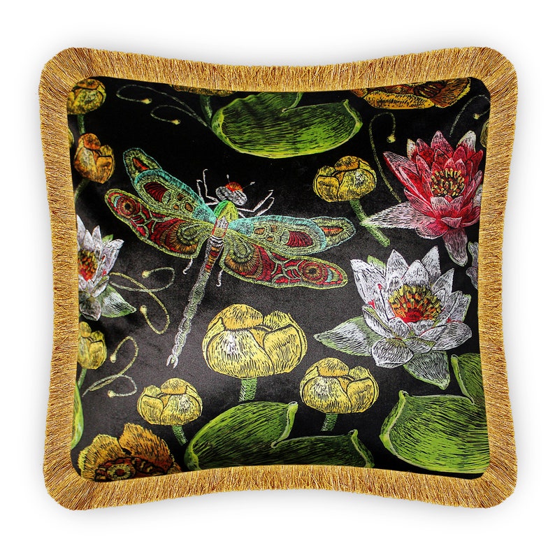 Vellato beautiful dragonfly Cushion Cover Velvet Home Decor Etsy