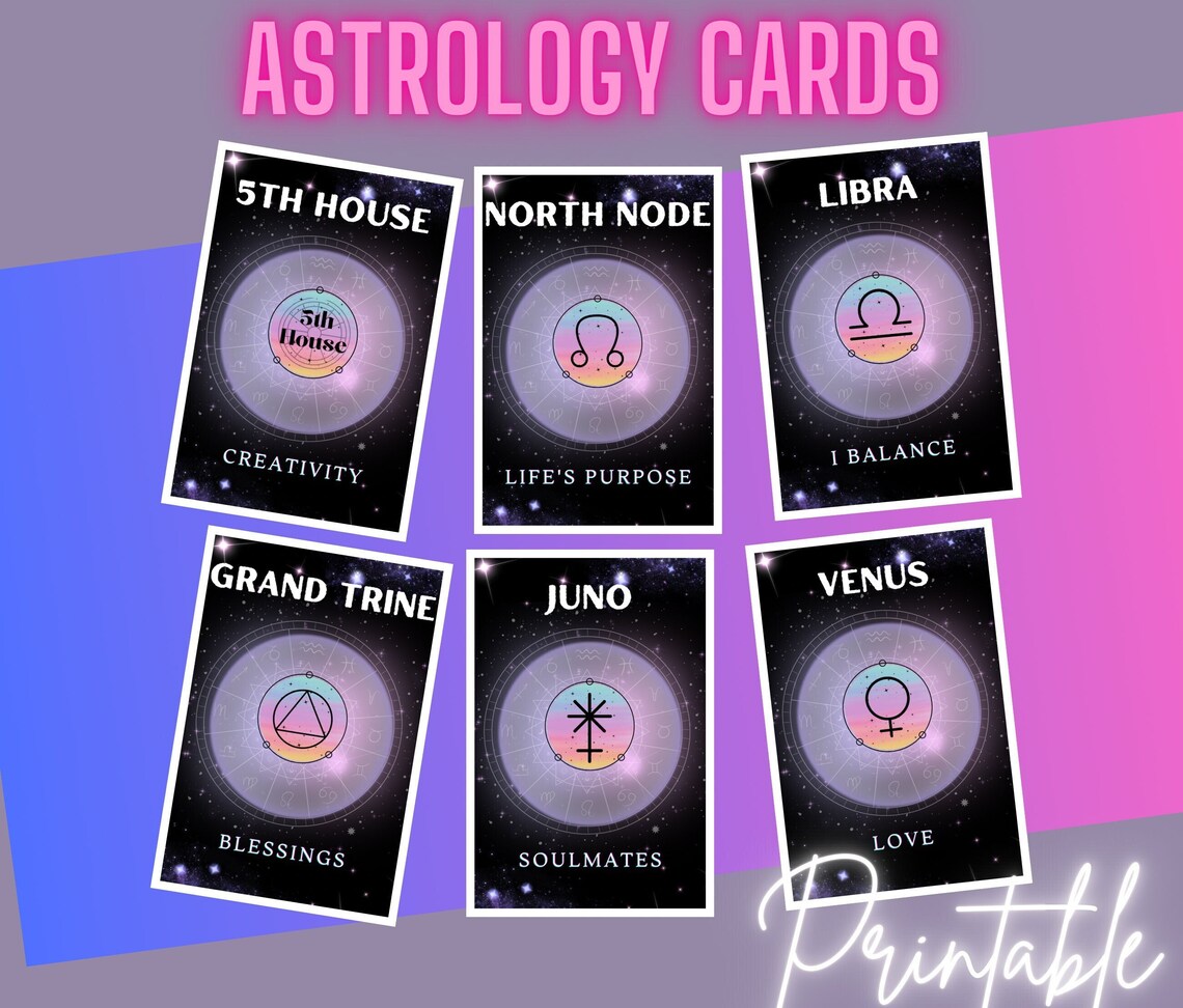 Astrology Cards PNG Printable Zodiac Astrology Flashcards Etsy