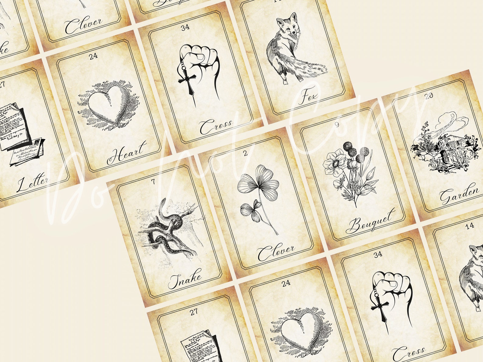 Printable Vintage Lenormand Deck Instant Download Digital | Etsy