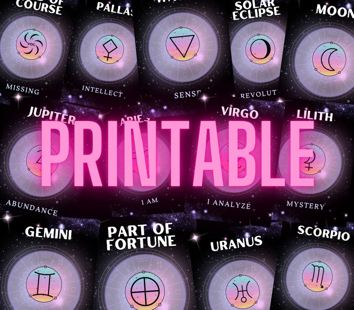 Astrology Cards PNG Printable Zodiac Astrology Flashcards Etsy