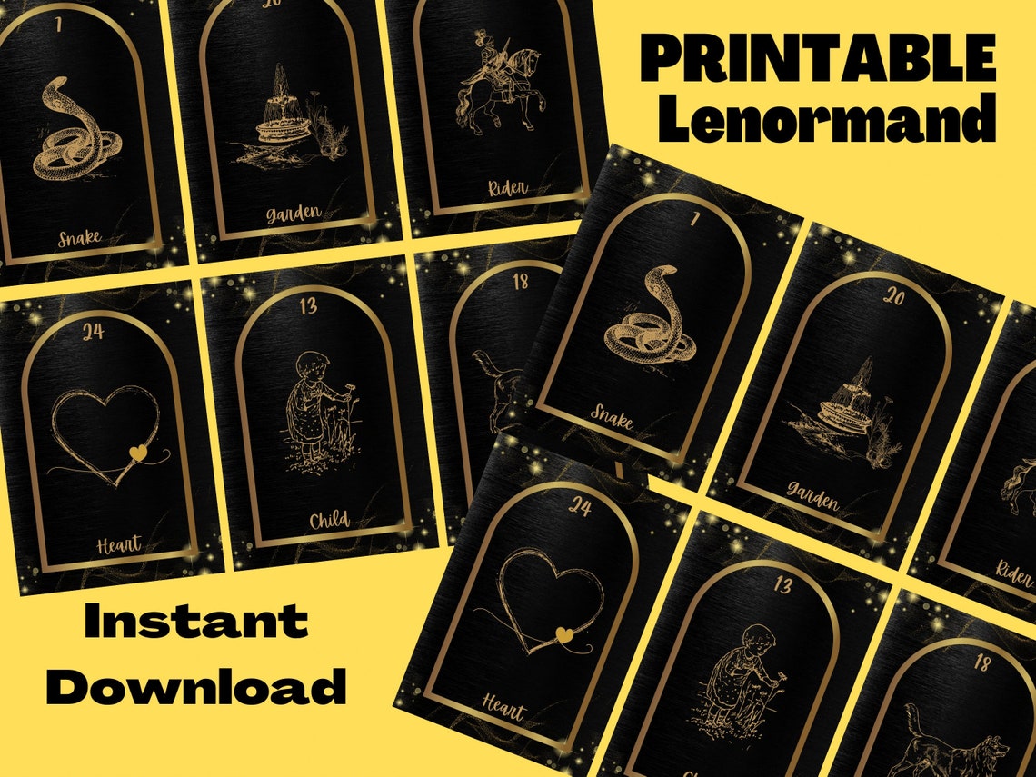 Printable Gold Lenormand Deck Instant Download High - Etsy UK