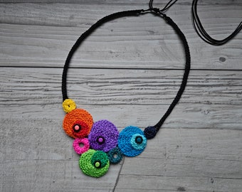 big colorful necklace, colorful rope necklace, adorable jewelry, colorful jewelry, colorful design, statement necklace, braded necklace