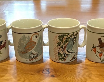 Vintage RSPB Bird Mugs, England, 1990s