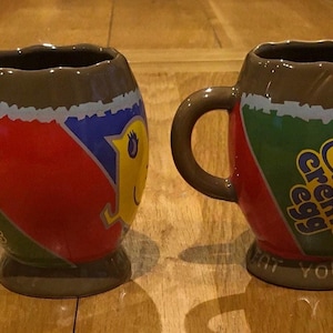 Vintage 1980s Carlton Ware Cadbury&#39;s Creme Egg Happy Easter Novelty Ceramic Mug and Egg Cup Retro Kitchenalia Gift Present