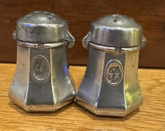 Vintage French Pewter Salt and Pepper Shakers, Etains Du Manoir