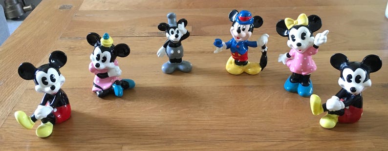 Vintage Walt Disney Productions Mickey Minnie Mouse Figurines Collectible Disneyland Disney Enthusiast Giftware image 1