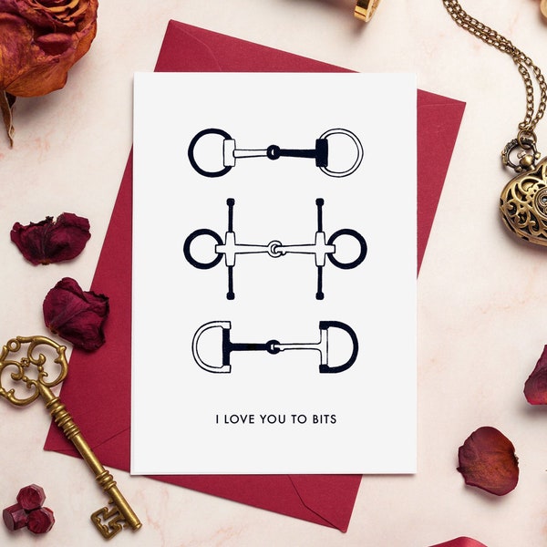 I Love You To Bits Card, Black and White, Printable Art, Equestrian Art, Valentine's Day, Minimalist Drawing, Digital Download, Wall Decor