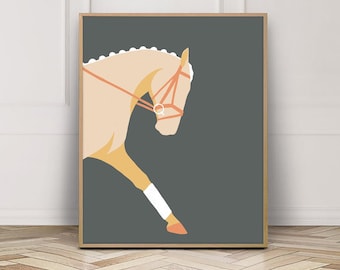 Stepping Out Equestrian Printable Art, Horse Art, Minimalist Design, Dressage Sport, Neutral Tones, Abstract Shapes, Modern Wall Decor