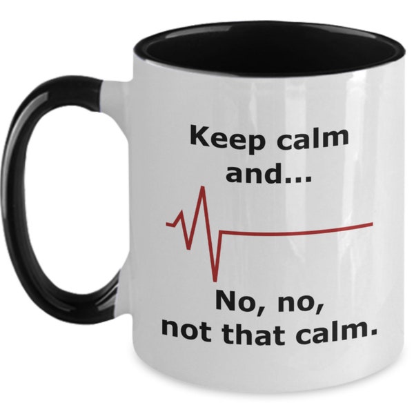 Keep Calm Cardiologist Gift Medical Humor Coffee 2 Toned Mug with Heart Beat for Cardiologist Doctor Surgeon Nurse and Medical Student Gift