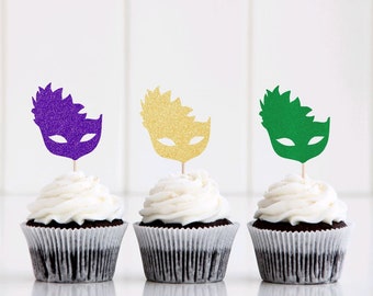 Mardi Gras Cupcake Toppers, Cupcake Topper, Mardi Gras, Mardi Gras Mask, Mardi Gras Party, Masquerade Party, Bachelorette Party, Decor