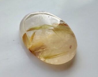 NATURAL QUARTZ GEMSTONE Cabochon Oval Shape 26Ct Great Quality Golden Rutilated Quartz Gemstone Pendant Size Loose Quartz jewelry 23X17X8MM