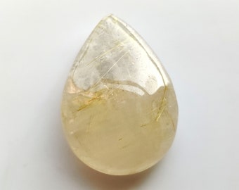 LOOSE QUARTZ CABOCHON Pear Shape 34Ct High Quality Natural Golden Rutilated Quartz Gemstone Perfect Pendant Size Jewellery Making 28X19X9MM