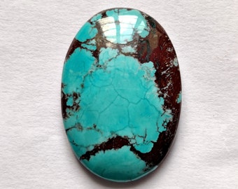 LOOSE TURQUOISE GEMSTONE Oval Shape 63Ct Natural Magnesite Turquoise Gemstone Smooth Cabochon Turquoise Pendant Size Jewelry Size 39X27X8MM