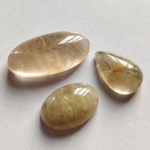 loose rutile quartz gemstone 60Ct high quality golden rutile quartz cabochon gemstone cabochon rutile quartz 3pcs lot jewelry making