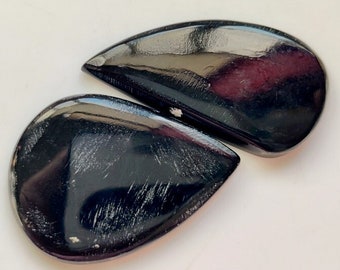 BLACK ONYX GEMSTONE 2Pcs Lot 43CT Good Quality Natural Onyx Pendant Size Loose Gemstone Smooth Cabochon Black Onyx Jewelry