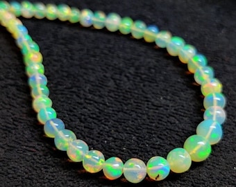 AAA Quality Opal Gemstone Beaded Necklace36CT Natural Ethiopian Opal Welo Fire Beaded Necklace 17Inches Length 1Line Strand Opal Bead6x6/3x3
