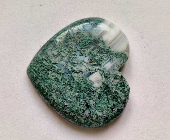 HIGH QUALITY TREE Agate Gemstone 50Ct Natural Tree Agate Cabochon Loose Gemstone Heart Shape Tree Agate Pendant Size Jewelry Making 32X35X6
